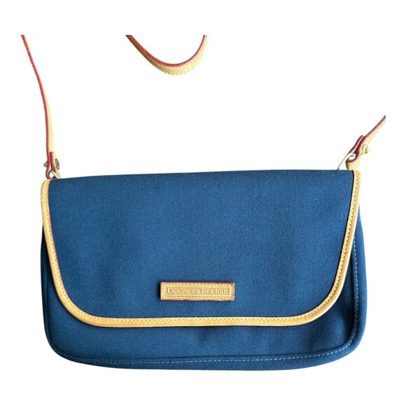 DOONEY & BOURKE NAVY BLUE FABRIC CROSSBODY PURSE FRONT FLAP INTERIOR POCKET - Picture 1 of 8